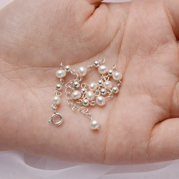 ASHIQI Naturale de apă Dulce pearl bratara argint 925 șirag de mărgele bijuterii pentru femei