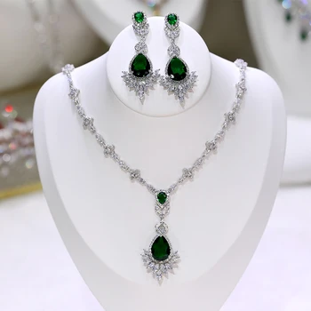 ASNORA Verde set de bijuterii de lux zircon spumante nunta cercei colier set de bijuterii petrecere X-0038