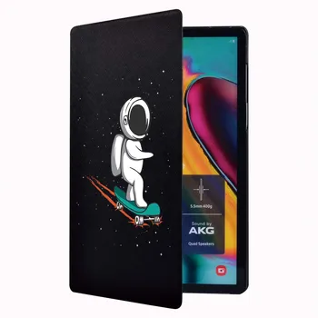 Astronaut din Piele PU Caz Comprimat pentru Samsung Galaxy TabA A6/Tab-Un Tab/E/Tab S5E Ajustabil Praf-dovada Tableta Acoperi Caz