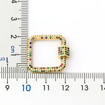 Aur Culoare Curcubeu CZ Pandantiv Colier Cu Lanț de Micro Pave Pătrat Cleme de Bijuterii DIY Închizătoare Carabină de Blocare Pentru a Face Bijuterii