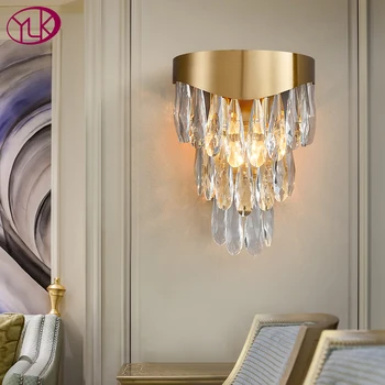 Aur de lux Cristal Tranșee de Perete Lămpi Moderne Living Dormitor LED Lumini de Perete Creative Decor Acasă de Iluminat
