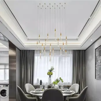 Aur picătură de Apă de Cristal Pandantiv Creative Lumină în stil European, Restaurant de Lux Lămpi cu LED-uri Moderne de Sticlă Iluminat Interior