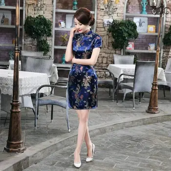 Aur Stil Tradițional Chinezesc Cheongsam Femei Mini Qipao Rochie Mujere Vestido Marimea S M L XL XXL XXXL 4XL 5XL 6XL J3096