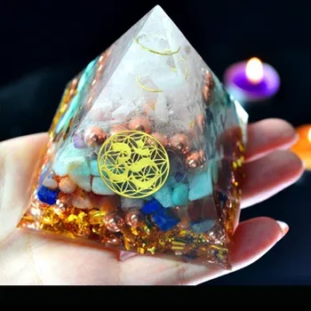 AURA REIKI Piramida Joasa Aura de Cristal Sahasrara Chakra Zadkiel Amazonite Lapis Îmbunătăți Memoria Rășină Decorative, Artizanat Bijuterii