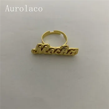 AurolaCo Nume Personalizat Inel de Personalitate din Oțel Inoxidabil Inel Reglabil Dimensiune Inel pentru Femei Bijuterii Cadou
