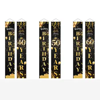Aurul negru Banner Ziua de nastere Fericit 30/40/50/60/70/a 80-a Aniversare Petrecere Decor Adult Consumabile Partid Ziua de nastere Aniversare