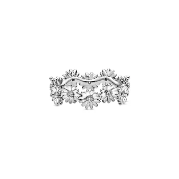 Autentic Argint 925 Spumante Daisy Coroană De Flori Deget Inel Pentru Femei Originale Bijuterii De Argint Mai Bun Cadou