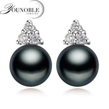 Autentic Black Pearl Cercei Pentru Femei La Modă De Apă Dulce Pearl Argint 925 Cercei Bijuterii De Mireasa Cadou