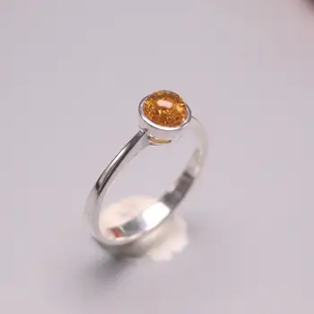 Autentic/Original Argint 925 Sterling Silver Ring pentru Nunti Inel pentru Femei Cadou Minunat pentru Femei Vas Mic Inel de Chihlimbar