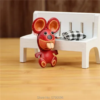 Autentice din piele de creatie handmade mouse-ul pandantiv pandantiv de sac accesorii breloc de simulare de animale desene animate cadou