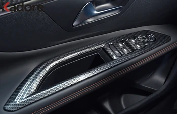 Auto Accesorii de Interior Pentru Peugeot 3008 GT 2017-2020 Fibra de Carbon Fereastra de Ridicare Panou Comutator de Decorare Acoperire Cadru Trim