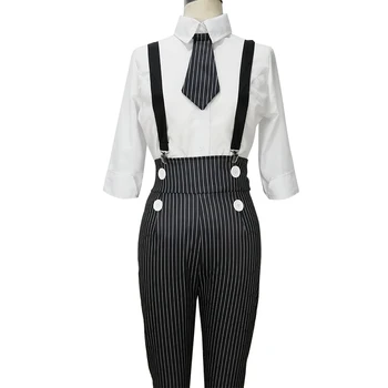 Auto-produs 1920 20 de ani Stilul Femeile Adulte Gangster Costum Set Deghizare Dungă Neagră Tinutele Lady Costume de Halloween Mafia