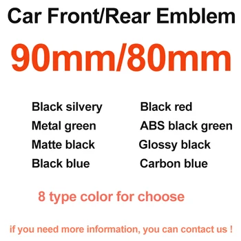 Auto Styling 90MM 80MM Fata Capota Emblema Acopera Portbagajul din Spate Autocolant ABS negru sivlery/rosu /verde/fibra de carbon blue /lucios/mat