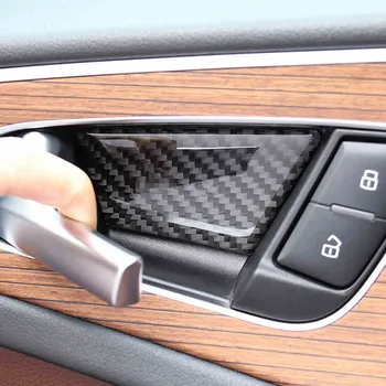 Auto Styling Interior Usa Castron Cu Capac Cadru Din Fibra De Carbon Autocolant De Avertizare Butonul Trim Pentru Audi A6 C7 C8 2012-20 Accesorii Auto