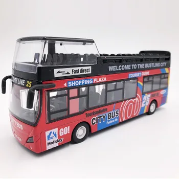 Autobuz de jucărie pentru copii de autobuz mare cu etaj autobuz turistic simulare aliaj model de usa model de masina