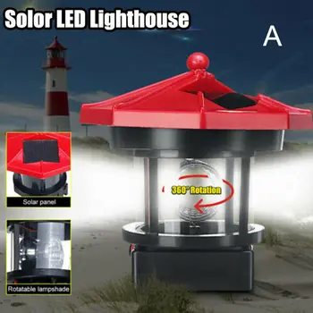 Automat aprins LED-uri lumina Solara Far Statuie forma Rotație în aer liber alimentat solare lampă pentru Gradina Curte decor Nou