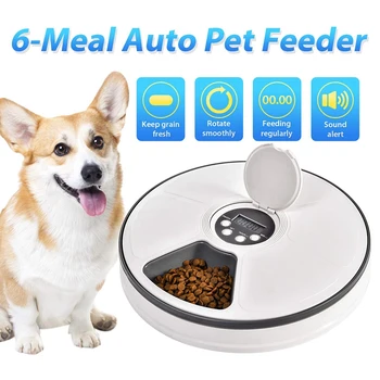 Automat Pet Feeder Distribuitor de Mâncare pentru Câini, Pisici și Animale Mici - Caracteristici de Distribuție Alarme, Programat Temporizat Auto 6 Masa