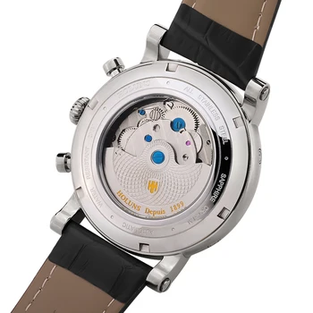 Automate mecanice bărbați ceas cu moda curea din piele de top-vânzare de lux cadran mare de afaceri Retro schelet din oțel inoxidabil