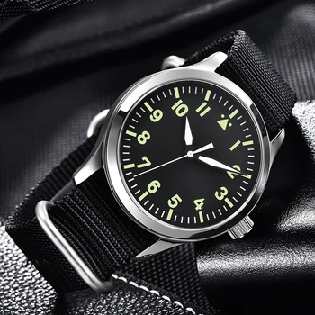 Automatic Mens Watch 42mm Top Brand de Lux Pescăruș Miyota Militare Luminos Nailon Impermeabil Curea 316SS Mecanice Ceasuri de mana