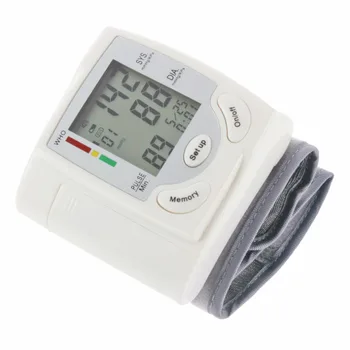 Automată Ecran LCD Digital Încheietura Tensiunii Arteriale Monitor Rata de Bataie a Inimii Puls Pătrat Măsură Tensiometru Tensiometru Alb