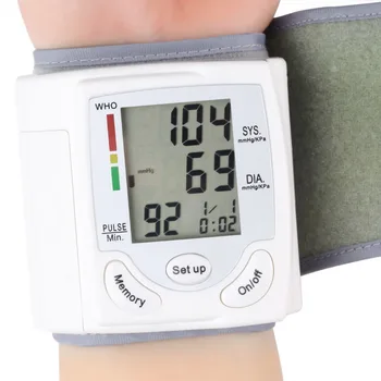 Automată Ecran LCD Digital Încheietura Tensiunii Arteriale Monitor Rata de Bataie a Inimii Puls Pătrat Măsură Tensiometru Tensiometru Alb