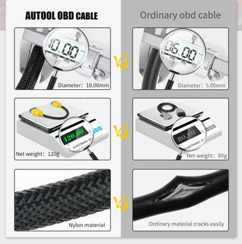 AUTOOL OBD2 Cablu 150CM 1M de la 1 la 3 Convertor Adaptor OBDII Cablu de Extensie Armat cablu Cablu pentru Lansarea Easydiag GOLO ELM327
