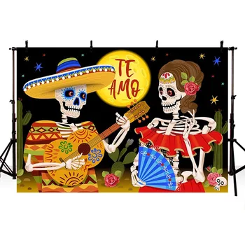 Avezano Fundal Fotografie Fundal Dia DE Los Muertos Mexican Craniu de Zahăr Ziua Morților Partid Dress-up Bannere Decor