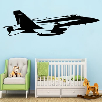 Aviația Avion Autocolant Perete Aeronave Jet De Vinil Decal Luptător Băieți Decorare Dormitor Aer Vigoare Camera Pentru Copii Decor Detașabil Murală