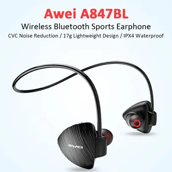AWEI Impermeabil bluetooth căști Sport de Funcționare fără Fir Căști Stereo Bass cu Cască Cu Microfon Pentru Telefon iPhone căști