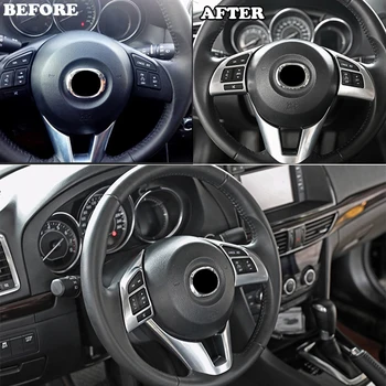 AX Chrome Interior Interior Volan Buton Capac Panou Ornamental Bezel Surround Garnitura Pentru Mazda Cx-5 Cx5 2012 2013 2016