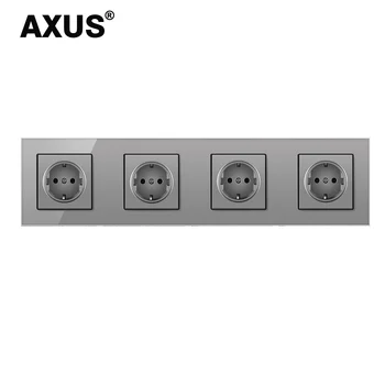 AXUS UE Perete Standard Priza de Putere, Multi-bucată de Cristal Panou de Sticlă, dormitor priza AC 110-250V 16A montate pe perete Plug Pedepsit