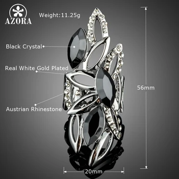 AZORA Noutate Dimensiuni Mari Gol Design cu Marquise Negru Stellux Cristale Austriece Inele TR0184