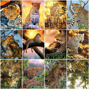AZQSD DIY Vopsea De Numărul Panza Pictura Kituri de Leopard Cadou Unic de Colorat Cu Numere de Animal Artă Abstractă Decor Acasă