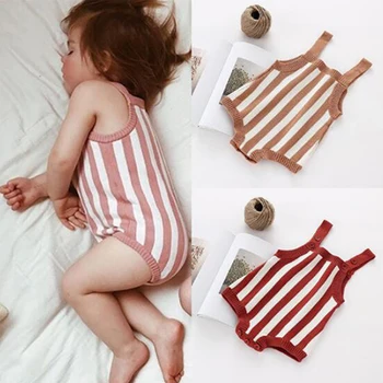 Baby Girl Body primăvară Salopete Pentru Nou-născut Maneca Salopete cu Dungi Tricot pentru Copii Copilul Combinezonul Haine 2018 Bodysuit