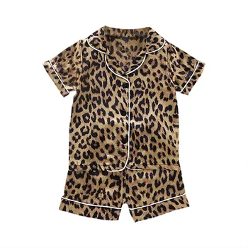 Baby Set De Pijamale Copii Baieti Leopard De Imprimare Utilaje Set Maneca Scurta Bluza Topuri+Pantaloni Scurti Pijamale Seturi De Pijama Fierbinte