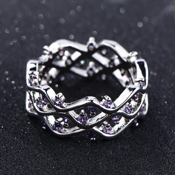 Bague Ringen de Lux Geometrice Ametist Inele pentru femei Argint 925 Nunta Logodna Gol Inel de en-Gros Bijuterii Cadou