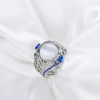 Bague Ringen Nou Stil CALD 925 de Bijuterii de Argint Pentru Femei Piatra lunii, Safir Inel Floare Size6,7,8,9,10 Cadou de Aniversare