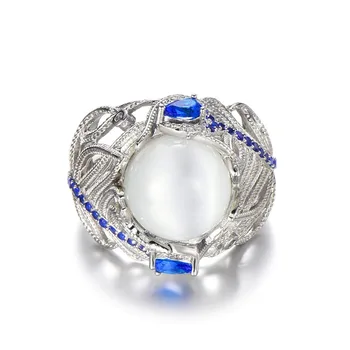 Bague Ringen Nou Stil CALD 925 de Bijuterii de Argint Pentru Femei Piatra lunii, Safir Inel Floare Size6,7,8,9,10 Cadou de Aniversare