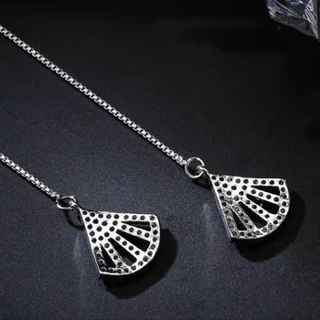 Bague Ringen Simplu Argint 925, Bijuterii Cercei Picătură Cercei cu Perle pentru Femei Frumoase Ciucuri Lungi în formă de Evantai Melissa