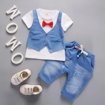 Baieti haine Copii Copilul Băieți Copii Haine cu Maneci Scurte Tricou+Pantaloni Domn Haine Set conjunto infantil
