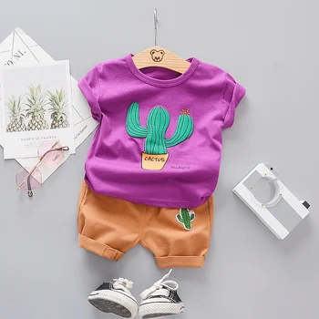 Baieti Haine de Vară Copilul Băiat 2021 Haine Scurte Cactus O-neck T-shirt + pantaloni Scurți Seturi de Copii Haine de Copii 1-4 Ani