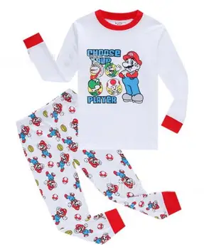 Baieti Pijamale Cald vinde un Design de Desene animate Gât Rotund Baieti din Bumbac Pijama Set Pentru copii Copil Topuri cu maneci lungi+Pantaloni pijama 2~7 Ani