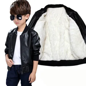 Baieti PU jacheta 2018 toamna iarna lână cald PU jecket pentru teennager baieti copii din piele faux blana copii uza 18M-12T