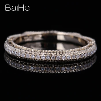 BAIHE Solid 14K Aur Galben 0.2 CT H/SI Rotunde de Diamant Natural Cadou de Nunta pentru Femei la Modă de Bijuterii Fine Inel cu Diamant