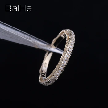 BAIHE Solid 14K Aur Galben 0.2 CT H/SI Rotunde de Diamant Natural Cadou de Nunta pentru Femei la Modă de Bijuterii Fine Inel cu Diamant