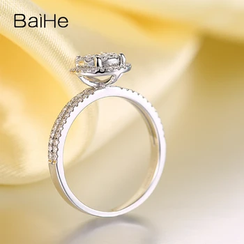 BAIHE Solid 18K Aur Alb 0.51 ct SI/SEC Rotund Naturale Diamante inel Pentru Femei la Modă Cadou de lux Rafinat кольцо rotund кольца