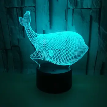 Balena 3d Lumina de Noapte, Acrilic Vizuale Stereo Lampa 3d Led lampă de decoratiuni de Craciun cadou pentru camera copilului lumini