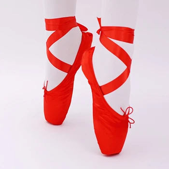 Balerina Pantofi De Dans Profesionist De Balet, Pantofi Pointe Satin Confortabil Fetele Doamnelor Greu Cu Talpi De Formare Curea Pantofi