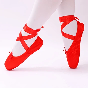 Balerina Pantofi De Dans Profesionist De Balet, Pantofi Pointe Satin Confortabil Fetele Doamnelor Greu Cu Talpi De Formare Curea Pantofi