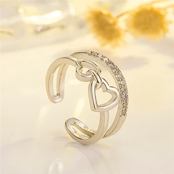 Bali Jelry Trendy 925 Inel Argint Bijuterii forma de Inima Placat cu Piatră prețioasă de Culoare Rose Gold Deschide Inele Accesorii pentru Femei Nuntă